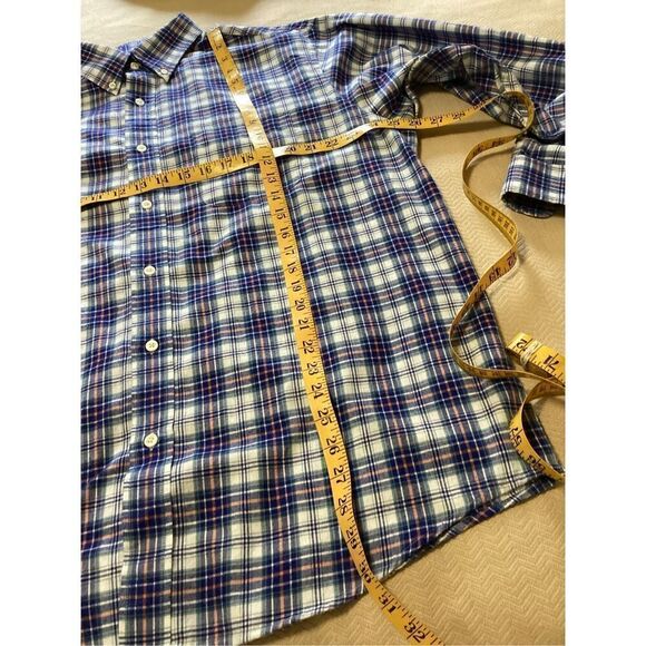 Roundtree  Yorke Men Blue Plaid Long XL - Picture 2 of 8